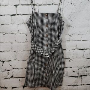 Kendall & Kylie Black and White Checked Mini Dress with belt